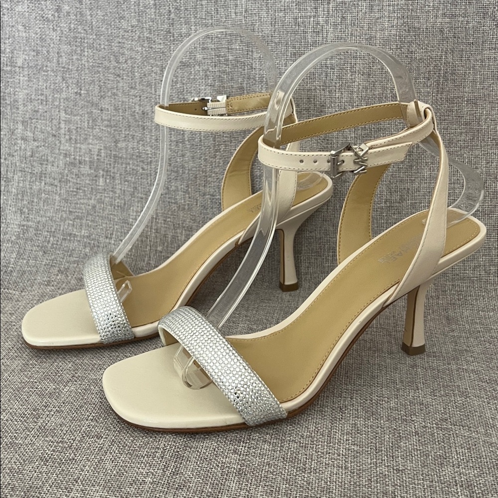 MICHAEL Michael Kors Elegant Cream and Silver Strappy Heels